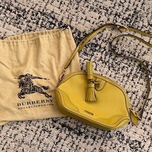 Burberry Yellowish/green  Pebbled Leather Tassel Crossbody Bag